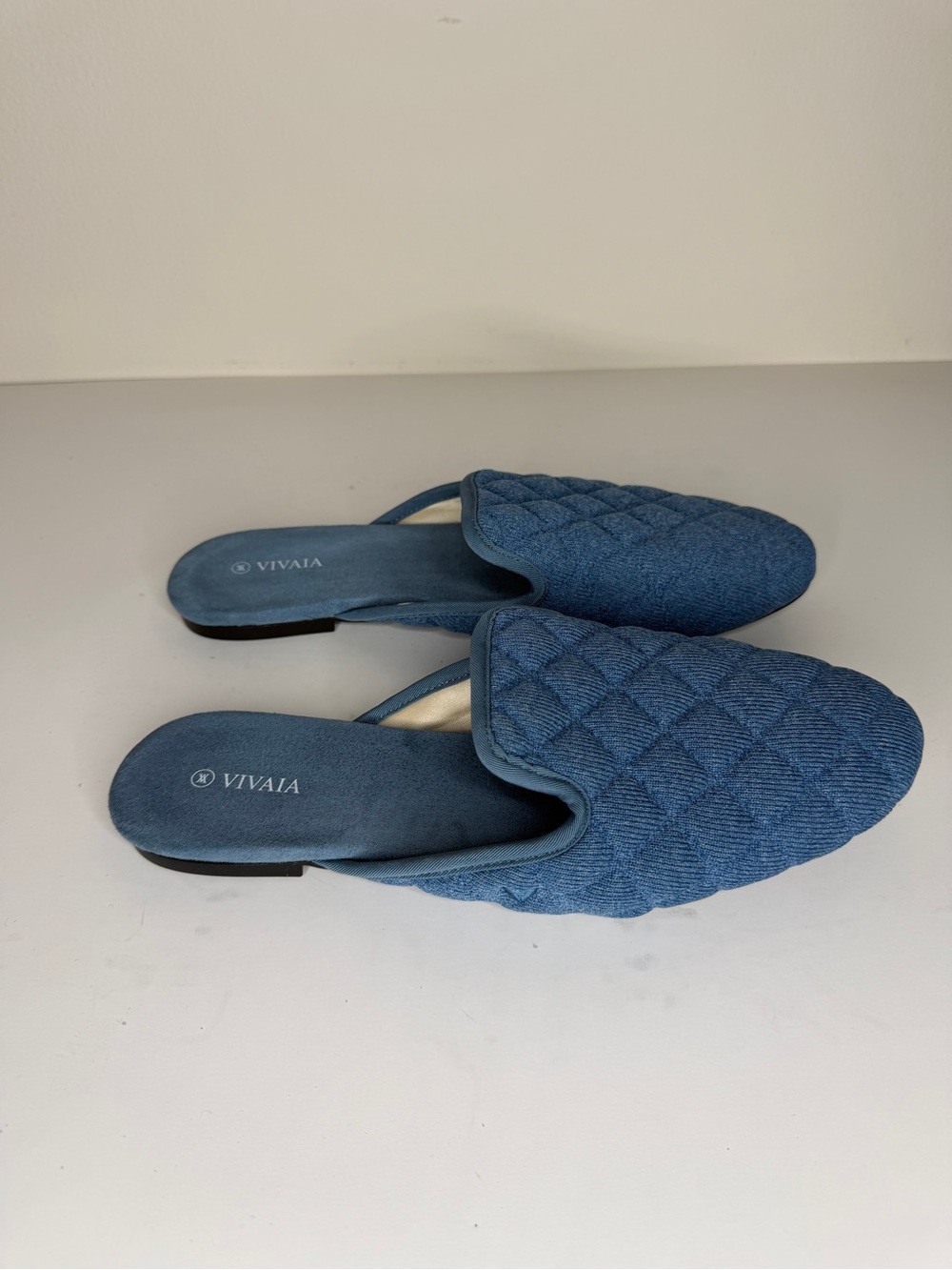 Vivaia Shoes Mules Slides Slippers Women Size 42 US 11 Blue Textile Comfort